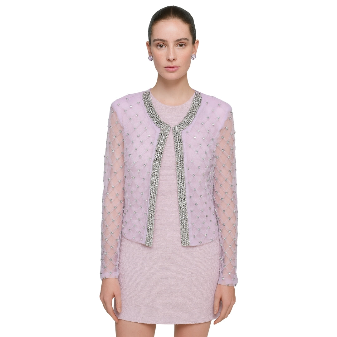 PALE PINK EMBELLISHED SHEER JACKET