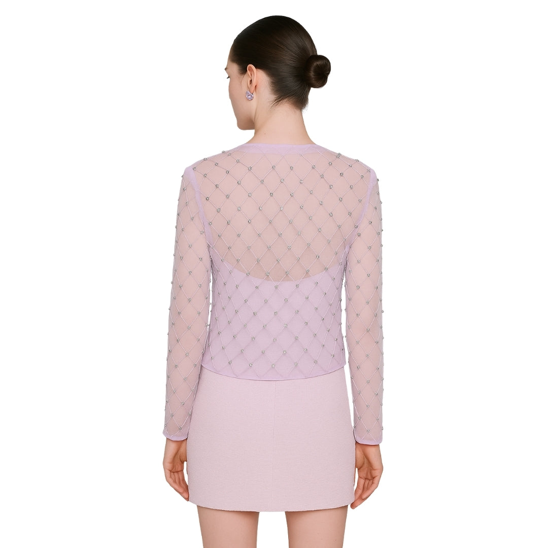 PALE PINK EMBELLISHED SHEER JACKET